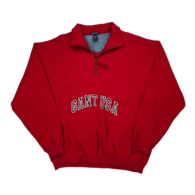 USA Gant 1/4 Zip - Large Red Cotton