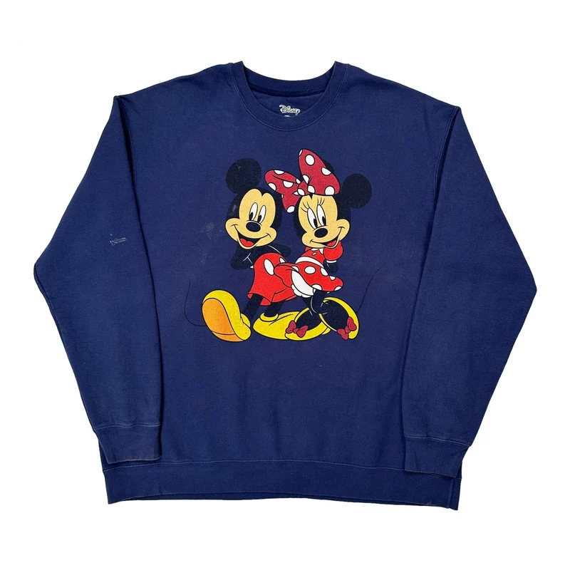 Mickey And Minnie Mouse Disney Cartoon Sweatshirt - XL Blue Cotton