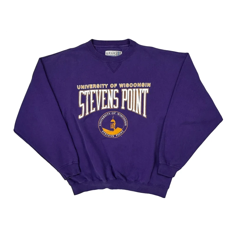 University Of Wisconsin Stevens Point Gear College Sweatshirt - XL Purple Cotton Blend