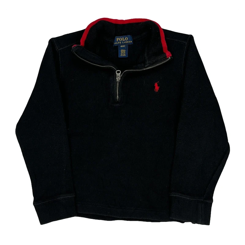 Age 4 Polo By Ralph Lauren 1/4 Zip - XS Black Cotton