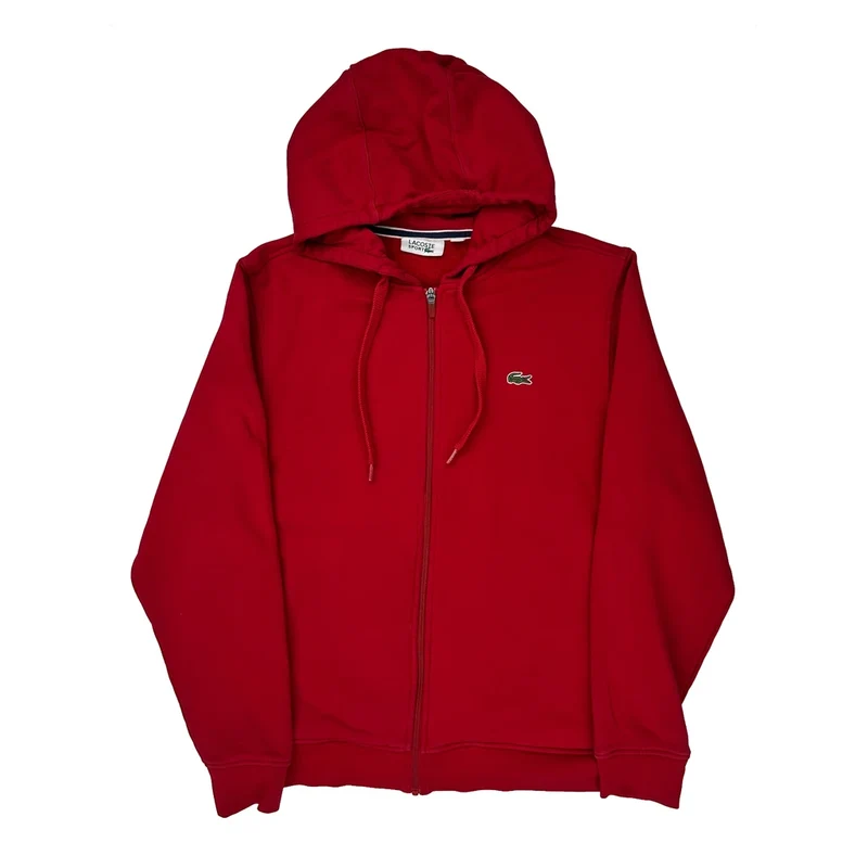 Lacoste Hoodie - XL Red Cotton
