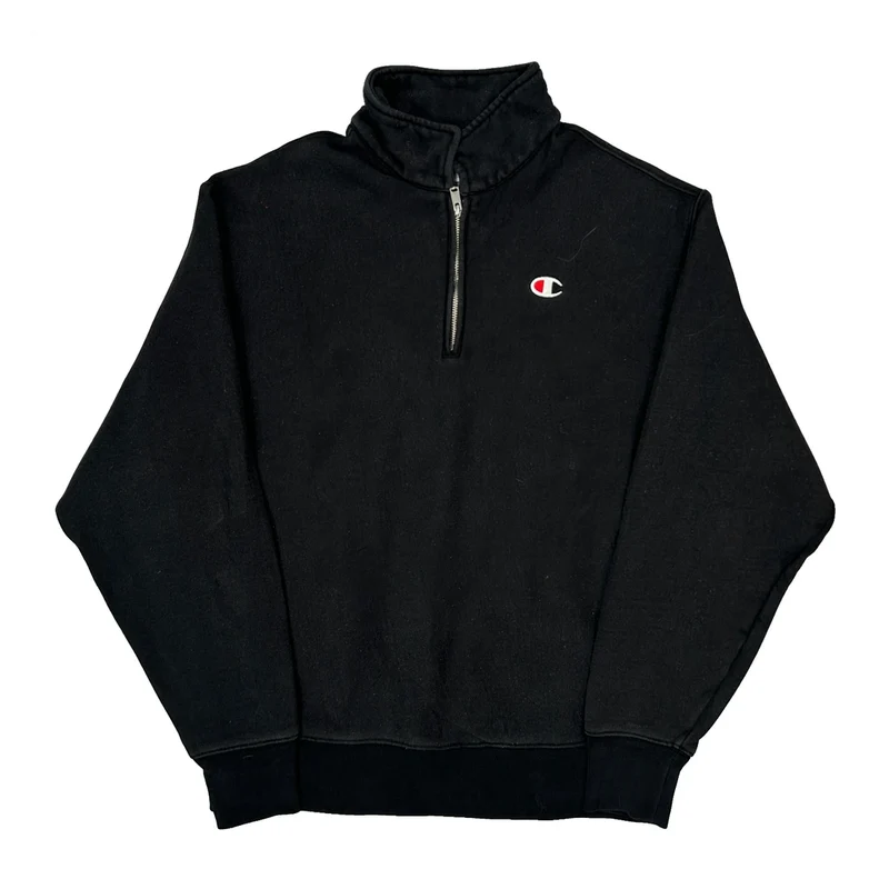 Reverse Weave Champion 1/4 Zip - Large Black Cotton Blend