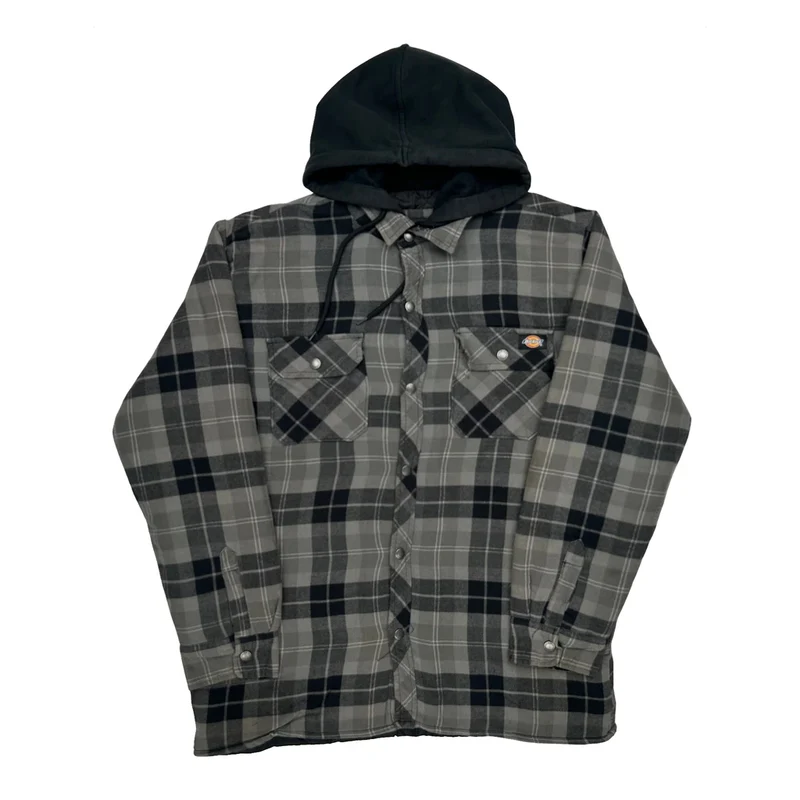 Dickies Checked Jacket - Large Grey Cotton
