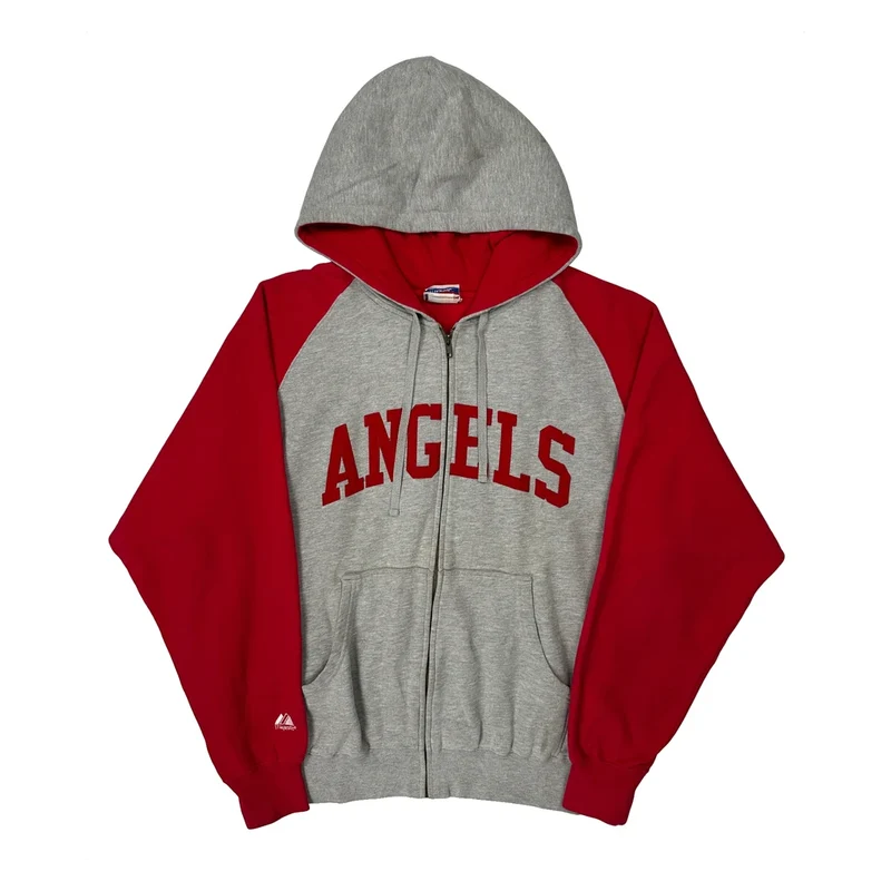 Angels Majestic Mlb Hoodie - XL Grey Cotton