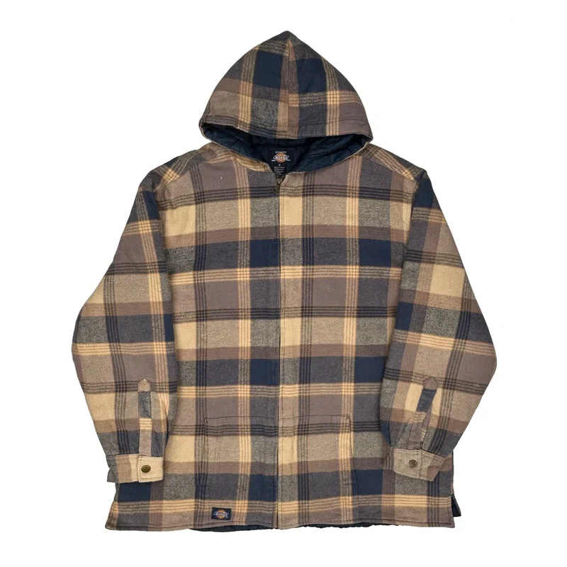 Authentic Dickies Checked Jacket - XL Brown Cotton
