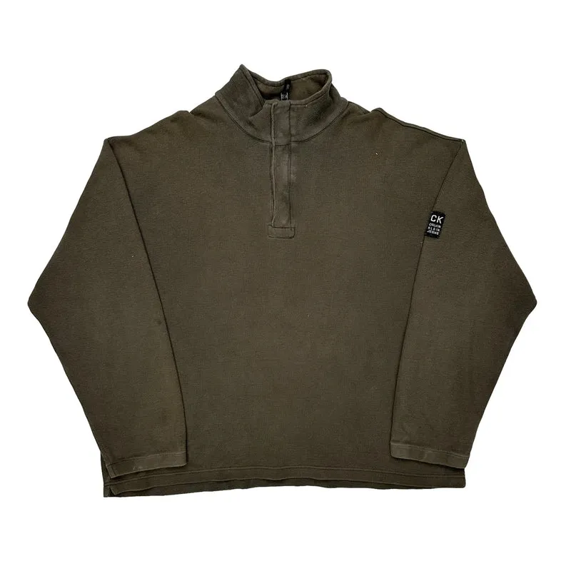 Calvin Klein Jeans 1/4 Zip - XL Brown Cotton