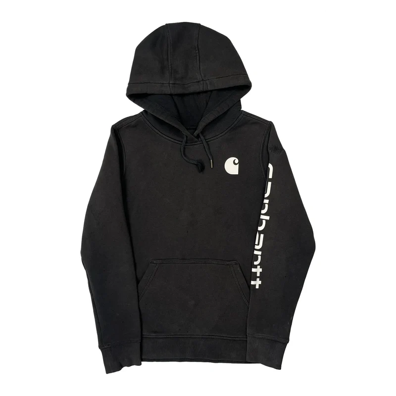 Carhartt Spellout Hoodie - Small Black Cotton