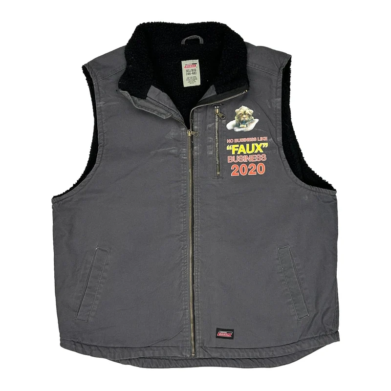 Faux Business Dickies Graphic Gilet - XL Grey Cotton