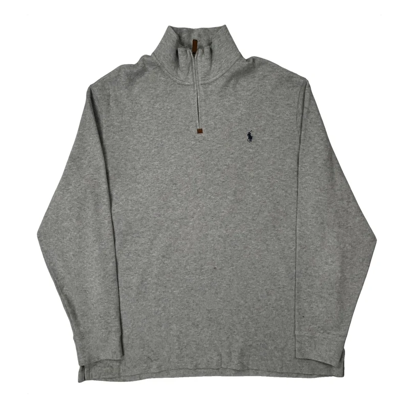 Polo By Ralph Lauren 1/4 Zip - 2XL Grey Cotton