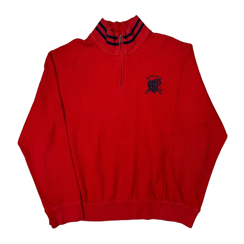 Polo Crest Polo By Ralph Lauren 1/4 Zip - 2XL Red Cotton