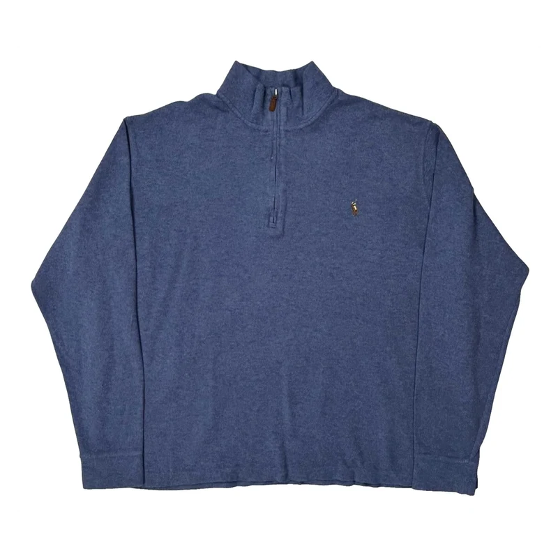 Polo By Ralph Lauren 1/4 Zip - Large Blue Cotton
