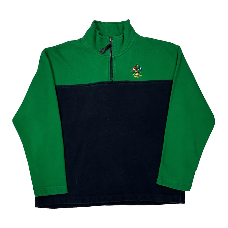 Ralph Lauren Petite 1/4 Zip - Small Green Cotton