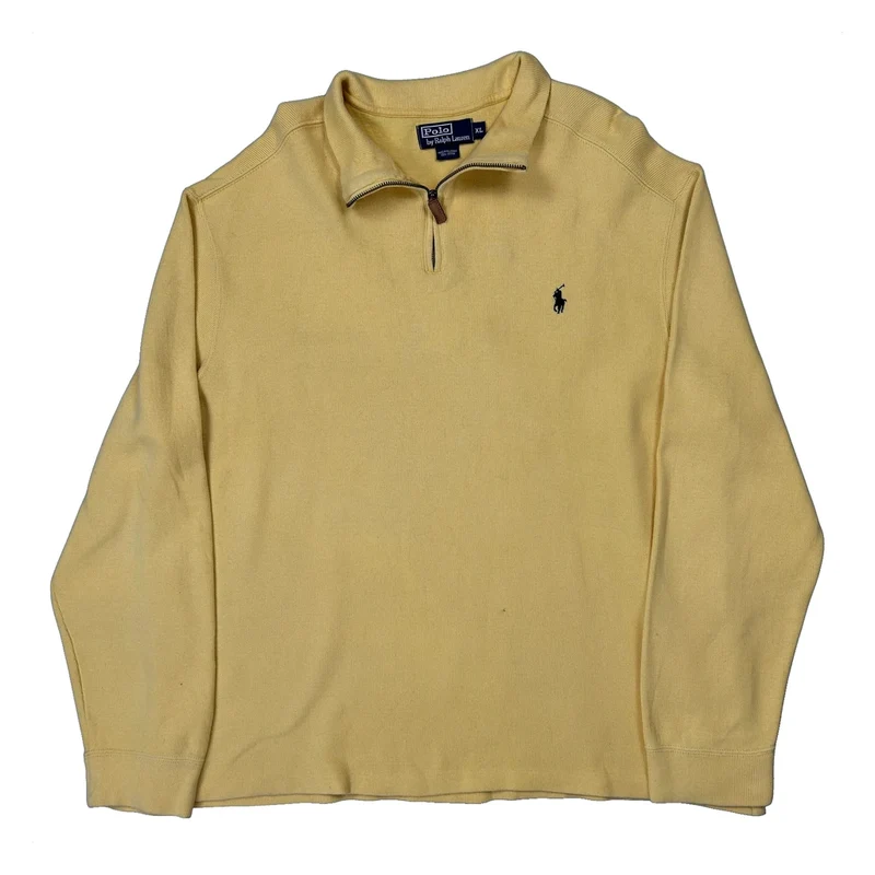 Polo By Ralph Lauren 1/4 Zip - XL Yellow Cotton