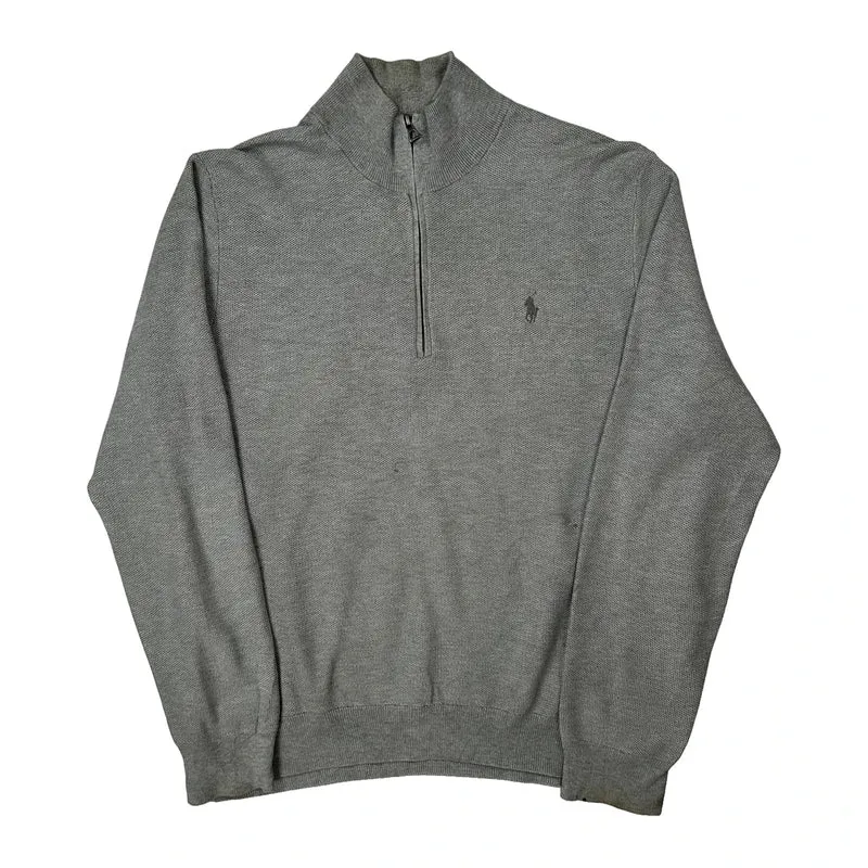 Polo By Ralph Lauren 1/4 Zip - Large Grey Cotton