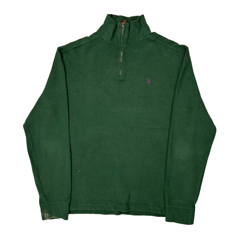 Polo By Ralph Lauren 1/4 Zip - Medium Green Cotton