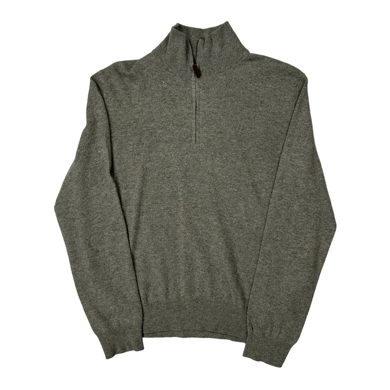 Polo By Ralph Lauren 1/4 Zip - Large Grey Wool