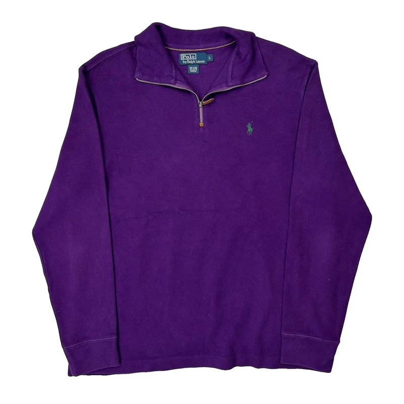 Polo By Ralph Lauren 1/4 Zip - Large Purple Cotton