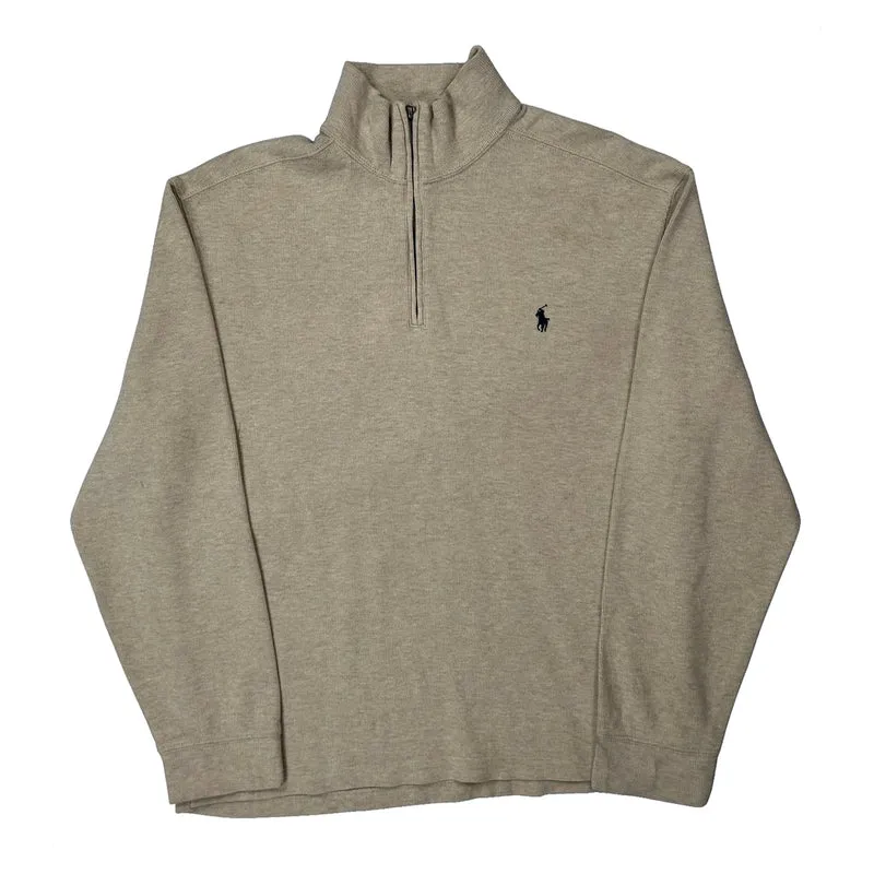 Polo By Ralph Lauren 1/4 Zip - Large Beige Cotton
