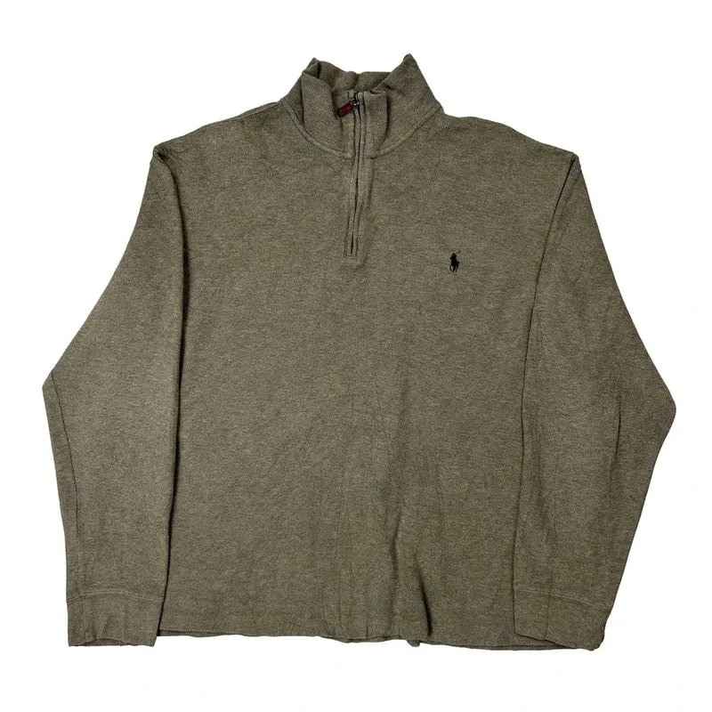 None Polo By Ralph Lauren 1/4 Zip - XL Grey Cotton