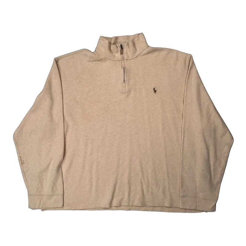 Polo By Ralph Lauren 1/4 Zip - 2XL Beige Cotton
