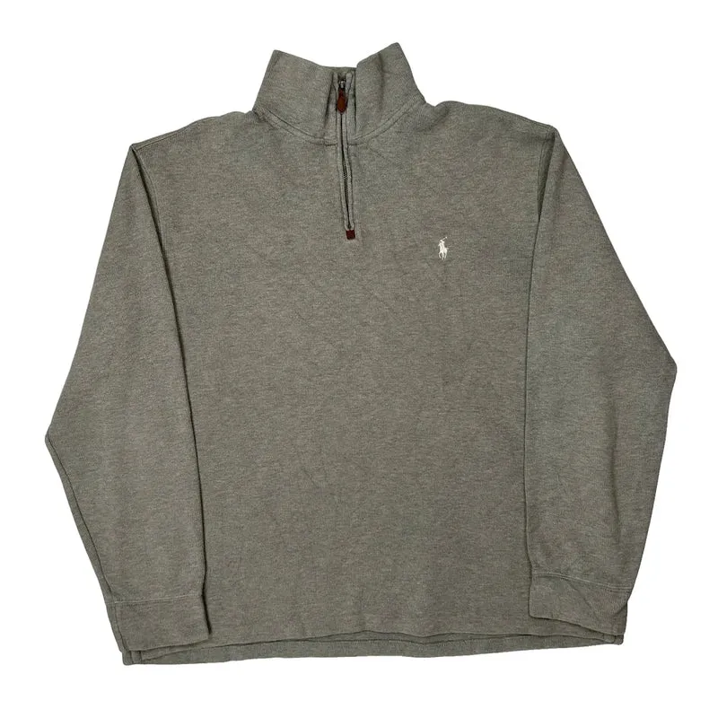 Polo By Ralph Lauren 1/4 Zip - Large Grey Cotton