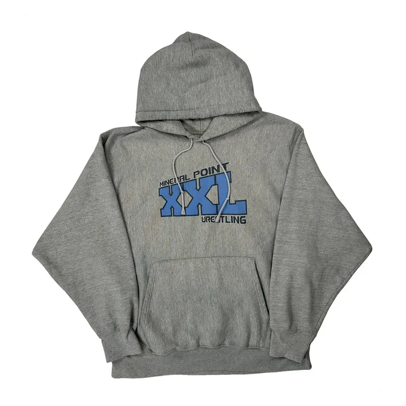 Reverse Weave Champion College Hoodie - Large Grey Cotton Blend