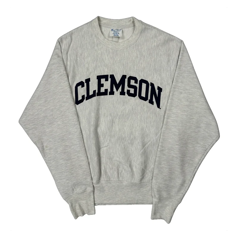 Reverse Weave Champion College Sweatshirt - Small Grey Cotton