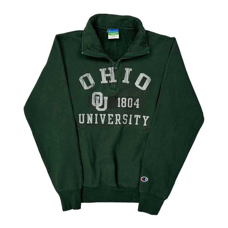 Champion College 1/4 Zip - XS Green Cotton Blend
