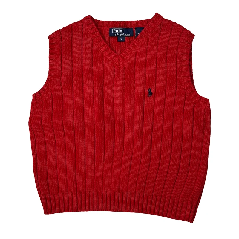 Age 5 Polo By Ralph Lauren Sweater Vest - Small Red Cotton