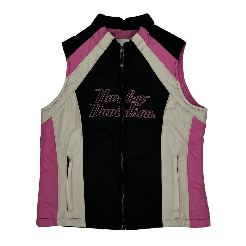 Harley Davidson Spellout Gilet - Medium Black Polyester