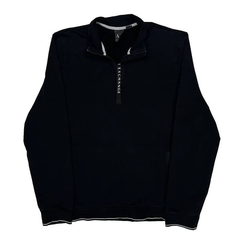Armani Exchange 1/4 Zip - XL Black Cotton
