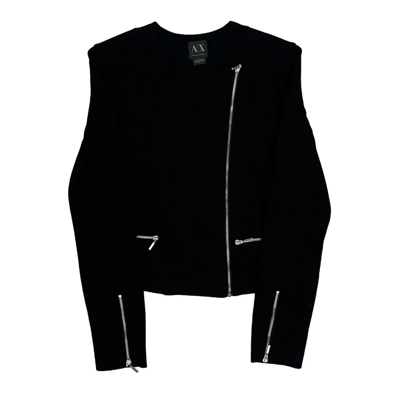 Armani Exchange Asymmetric Jacket - Small Black Polyester