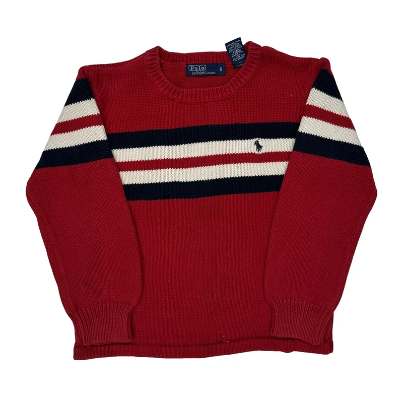 Age 5 Polo By Ralph Lauren Striped Jumper - Small Red Cotton