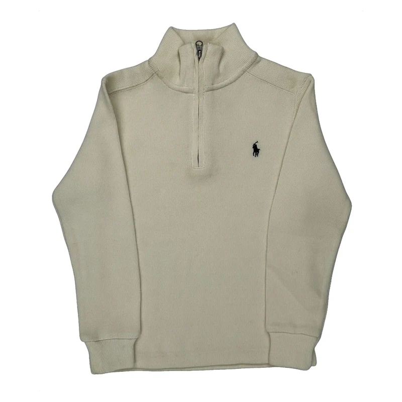 Age 4 Polo By Ralph Lauren 1/4 Zip - Small Cream Cotton