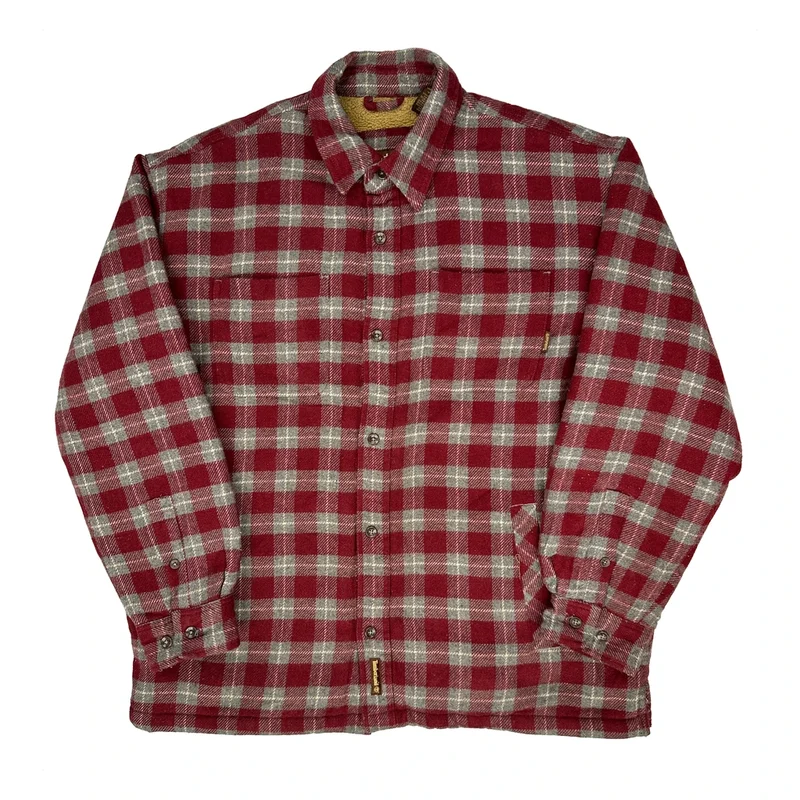 Timberland Checked Jacket - Large Red Polyester