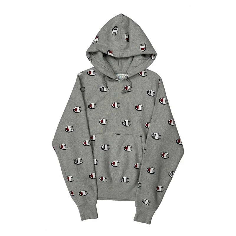 Reverse Weave Champion Hoodie - Small Grey Cotton