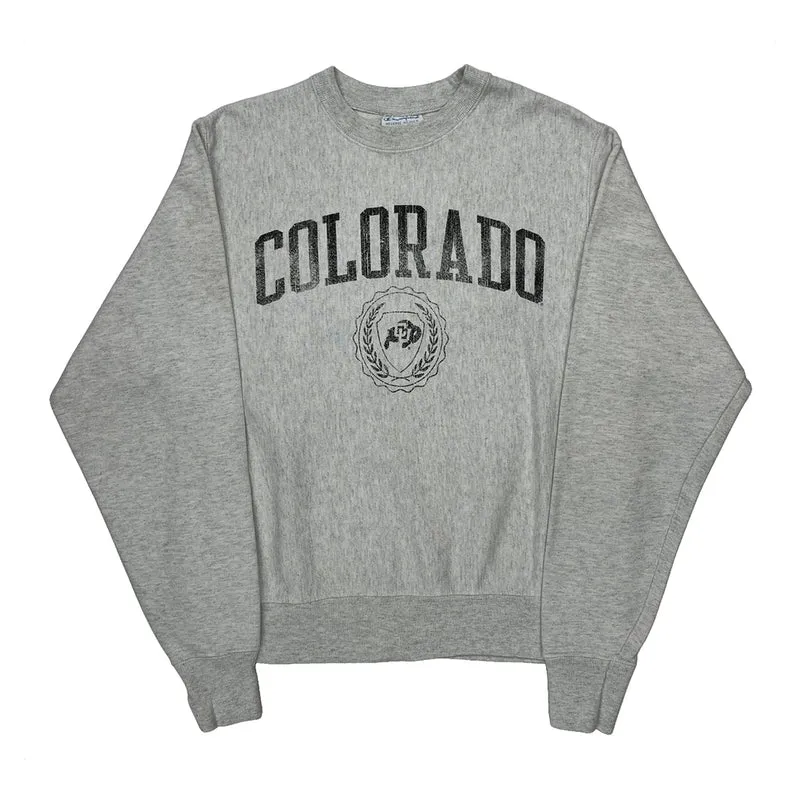 Reverse Weave Champion College Sweatshirt - Small Grey Cotton