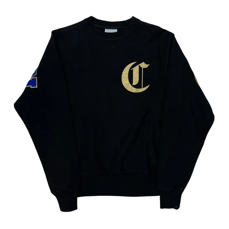 Reverse Weave Champion Graphic Sweatshirt - Small Black Cotton