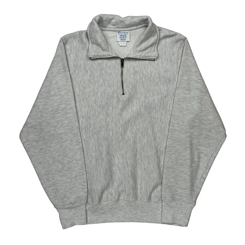 Reverse Weave Champion 1/4 Zip - Medium Grey Cotton Blend