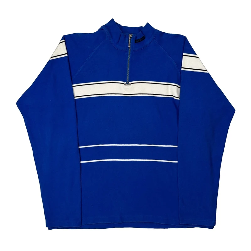 Polo Sport Striped 1/4 Zip - XL Blue Cotton