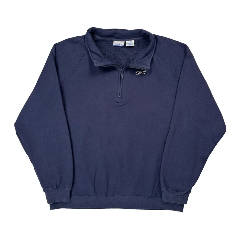Reebok 1/4 Zip - 2XL Navy Cotton Blend