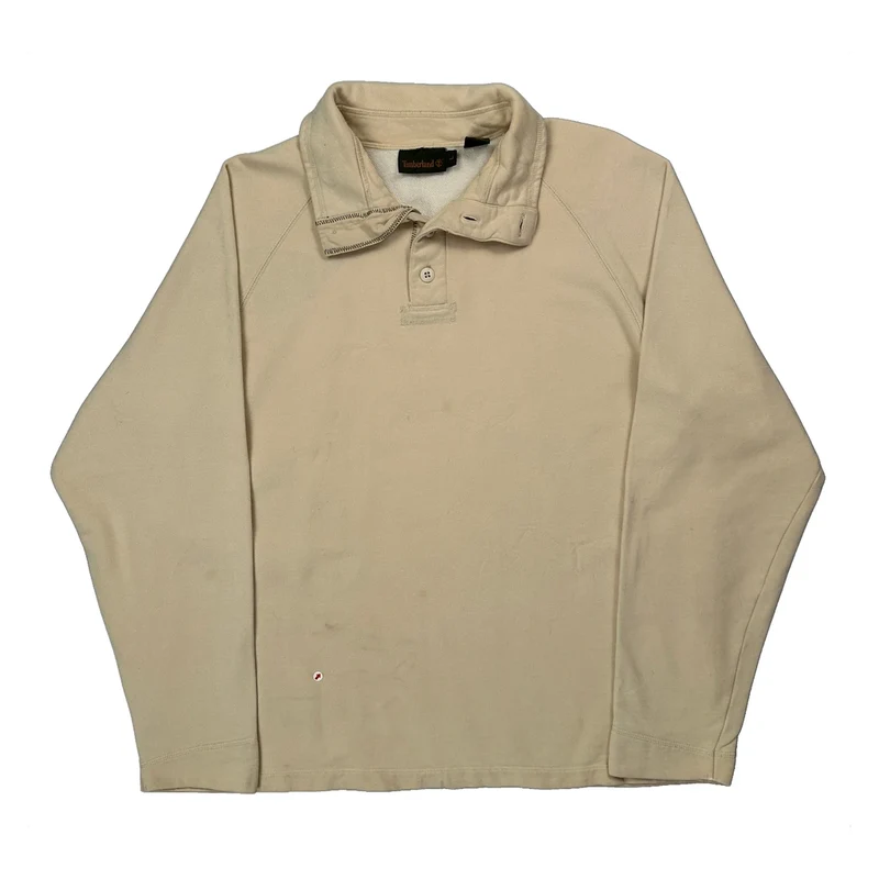 Timberland 1/4 Zip - Large Beige Cotton