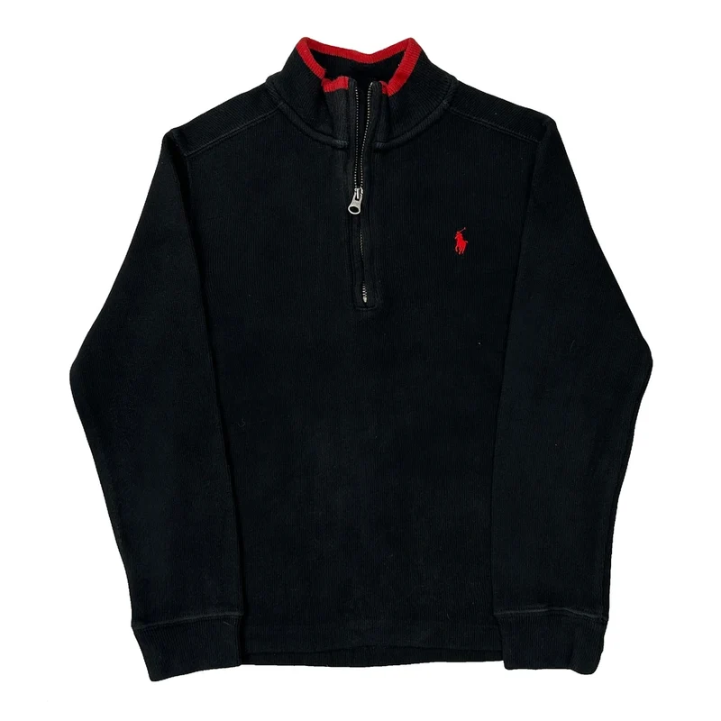Age 6 Polo By Ralph Lauren 1/4 Zip - Medium Black Cotton