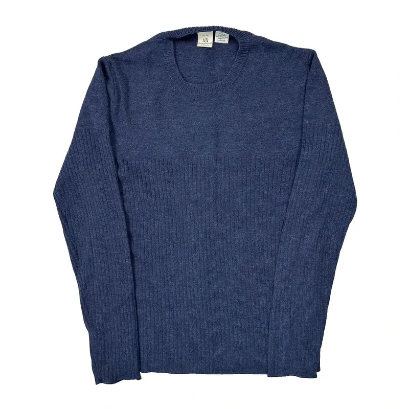 Armani Exchange Jumper - Medium Blue Merino Wool