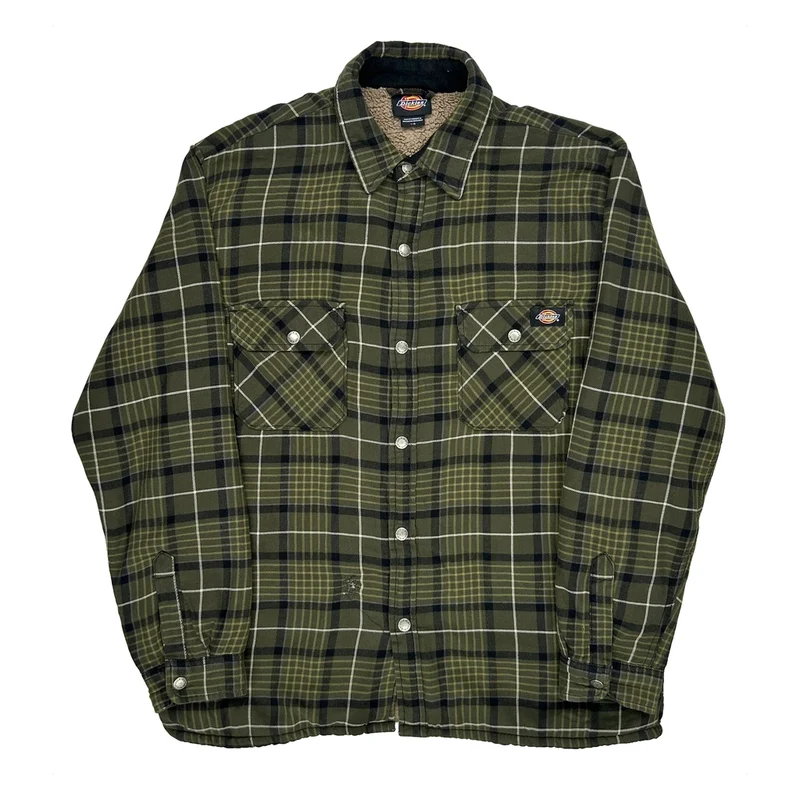 Dickies Checked Jacket - Large Green Cotton