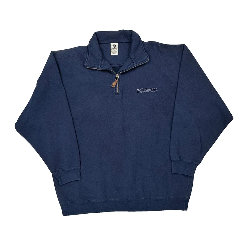 Columbia 1/4 Zip - XL Blue Cotton Blend