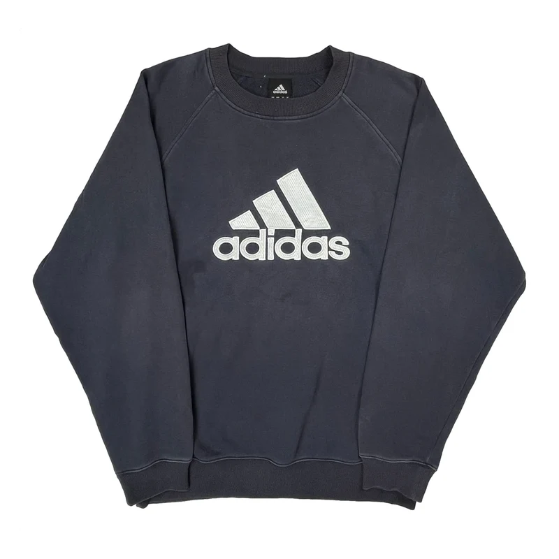 Faded Adidas Raglan Graphic Sweatshirt - XL Gray Cotton