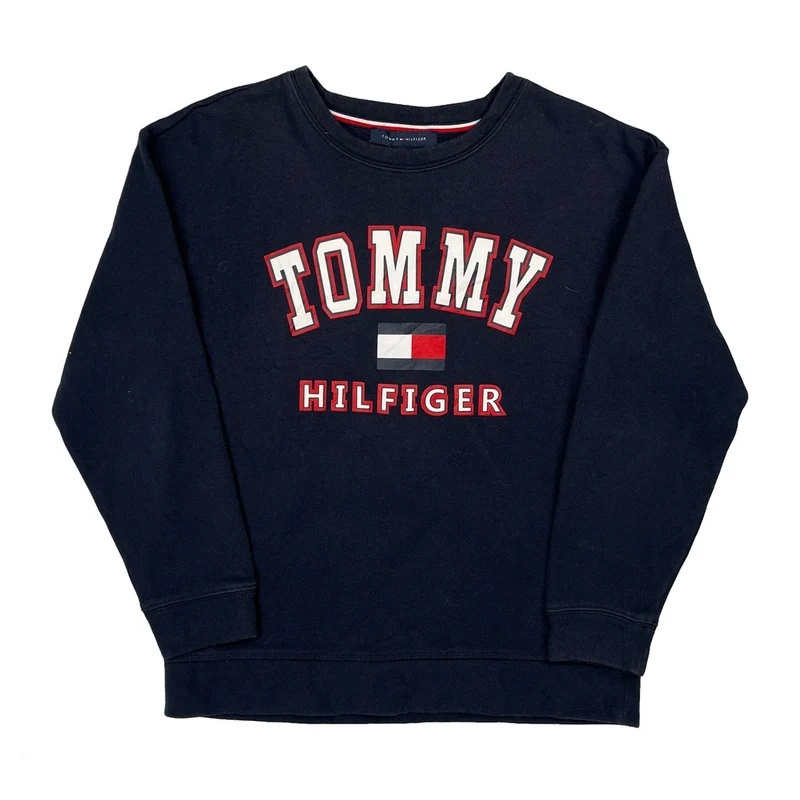 Tommy Hilfiger Spellout Sweatshirt - Small Navy Cotton