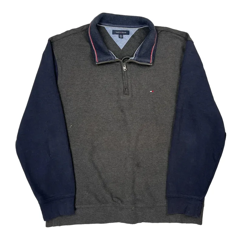 Tommy Hilfiger Collared 1/4 Zip - XL Gray Cotton
