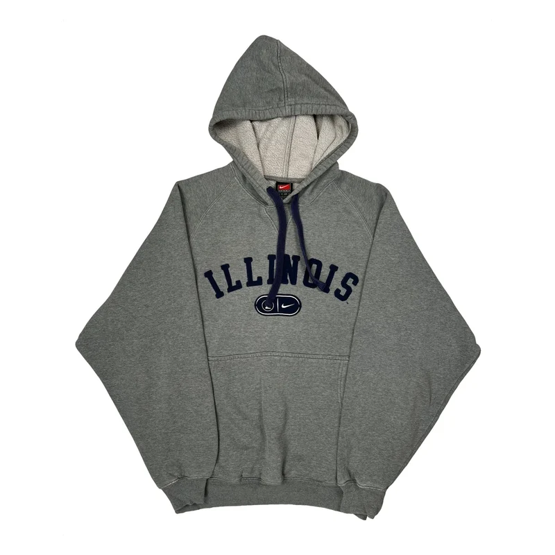 Illinois Nike College Hoodie - Small Gray Cotton